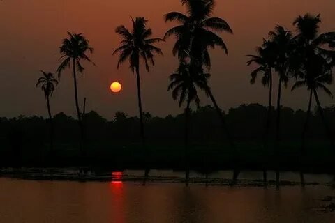Sunset over Kerala Backwaters
