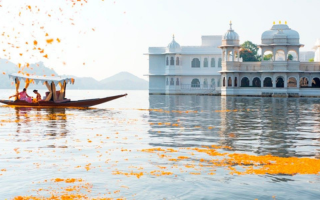 Couple on a boat ride in Udaipur